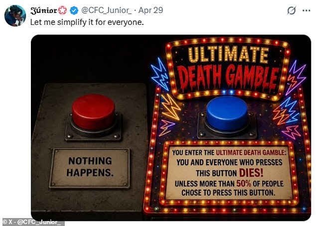 Game theorist reveals logical solution to viral red or blue button dilemma